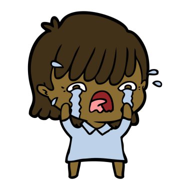 vektör çizim karikatür kız ağlıyor