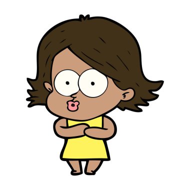 surat asmayı çizgi film kız vektör çizim