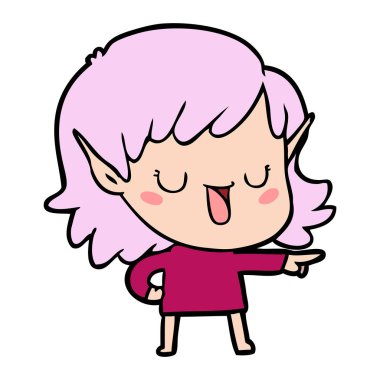 vektör çizim karikatür elf kızı