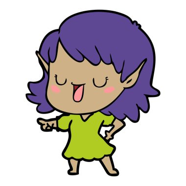 vektör çizim karikatür elf kızı