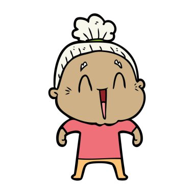 karikatür mutlu yaşlı kadın