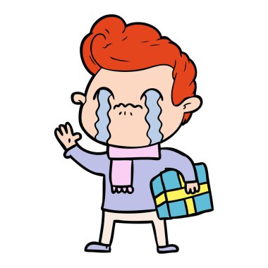 vektör çizim karikatür adam ağlıyor