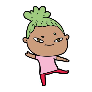 Çizgi filmdeki kadının vektör çizimi