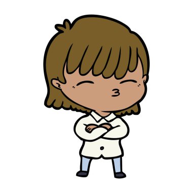 Çizgi filmdeki kadının vektör çizimi