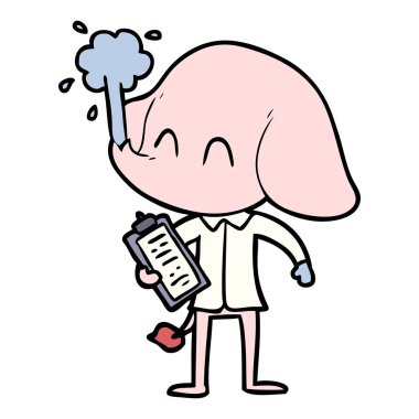 sevimli çizgi fil spouting su