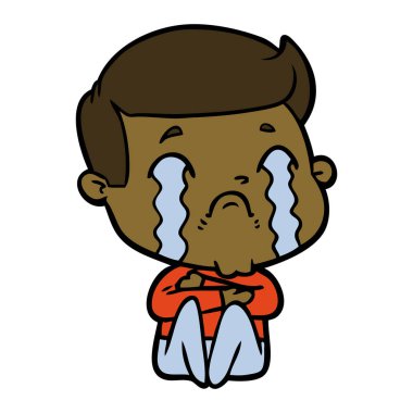 vektör çizim karikatür adam ağlıyor