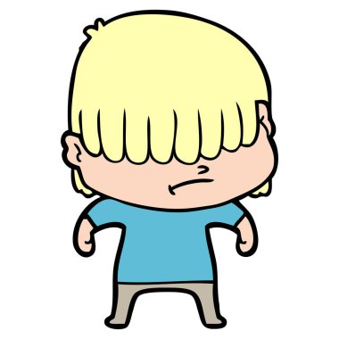 dağınık saçlı çocuk çizgi film