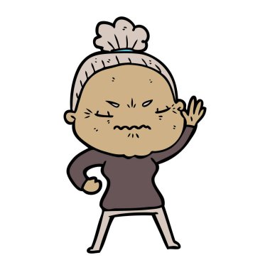 karikatür rahatsız yaşlı kadın