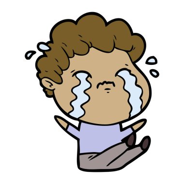 vektör çizim karikatür adam ağlıyor