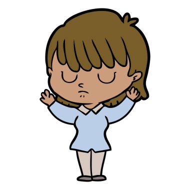 Çizgi filmdeki kadının vektör çizimi