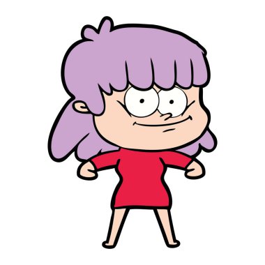 vektör çizim karikatür gülümseyen kadın