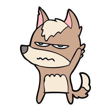 vektör çizim karikatür rahatsız kurt