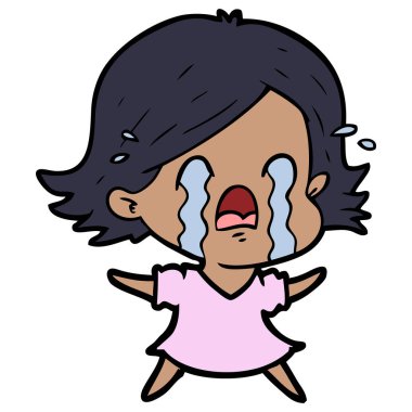 vektör çizim karikatür kadının ağladığını