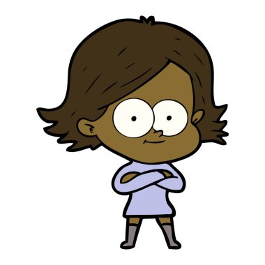 mutlu çizgi film kız vektör çizim