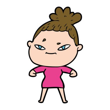 Çizgi filmdeki kadının vektör çizimi