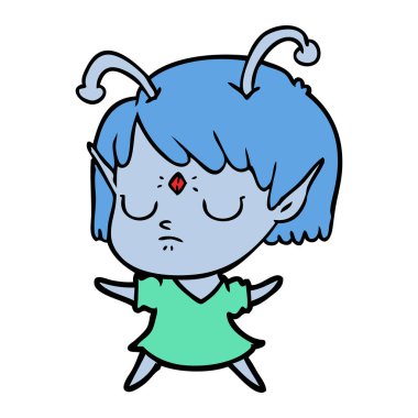 vektör çizim karikatür uzaylı kız