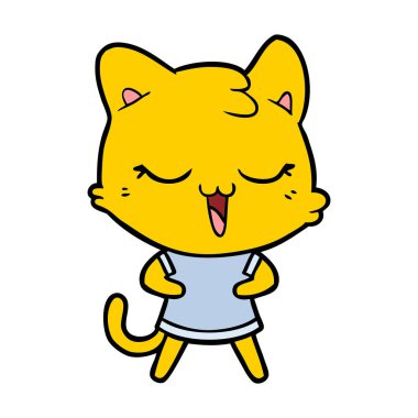 vektör çizim karikatür mutlu kedi