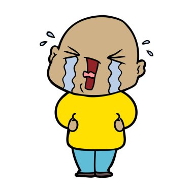 çizgi film ağlayan kel adam