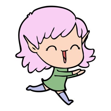 vektör çizim karikatür elf kızı