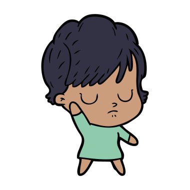 Çizgi filmdeki kadının vektör çizimi