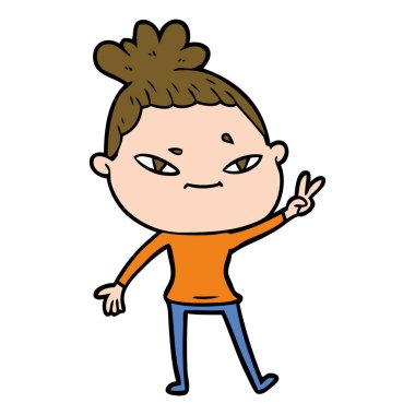 Çizgi filmdeki kadının vektör çizimi