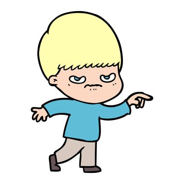 kızgın çizgi film çocuk vektör çizim