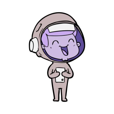 mutlu karikatür astronot vektör çizim