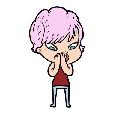 Çizgi filmdeki kadının vektör çizimi