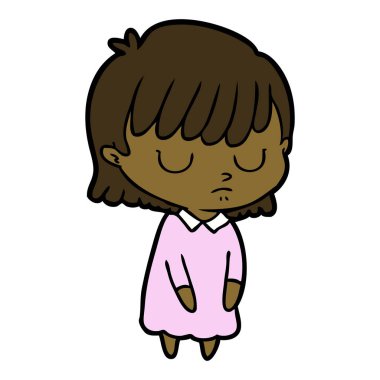 Çizgi filmdeki kadının vektör çizimi