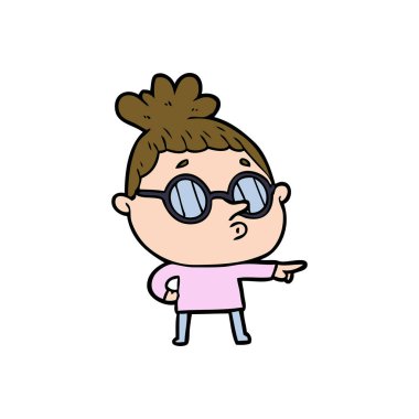 Çizgi filmdeki gözlüklü kadın