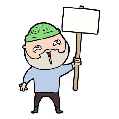 Çizgi film mutlu sakallı adam