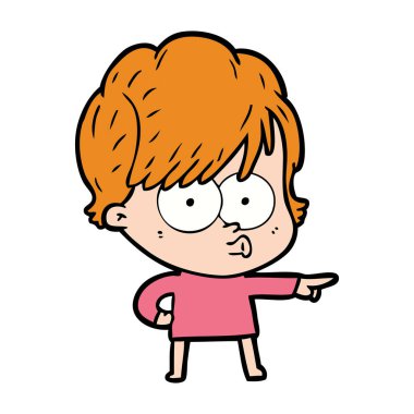 Çizgi filmdeki kadının vektör çizimi