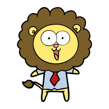 mutlu karikatür aslan vektör çizim
