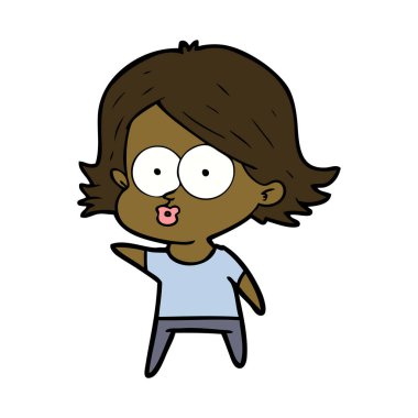 surat asmayı çizgi film kız vektör çizim