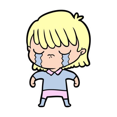 vektör çizim karikatür kadının ağladığını