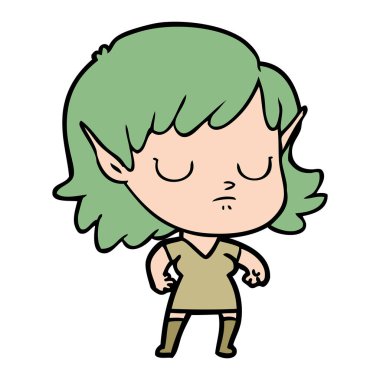 vektör çizim karikatür elf kızı