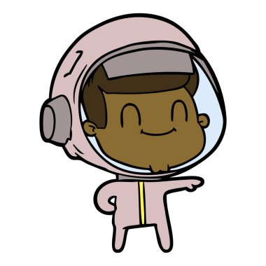mutlu karikatür astronot adam