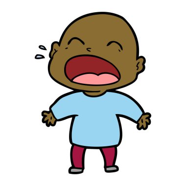 karikatür bağırarak kel adam