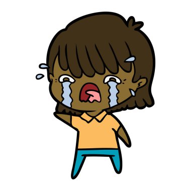 vektör çizim karikatür kız ağlıyor