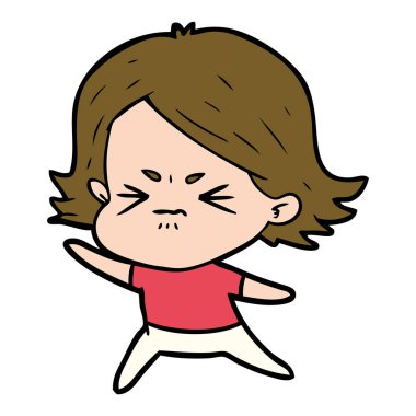 vektör çizim karikatür kızgın kız