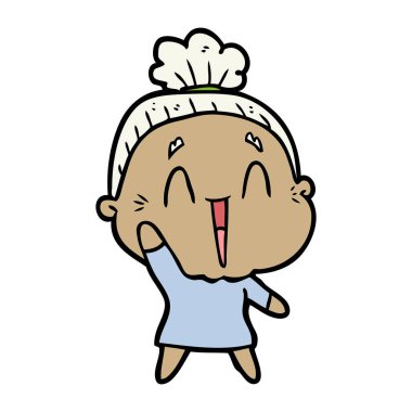 karikatür mutlu yaşlı kadın