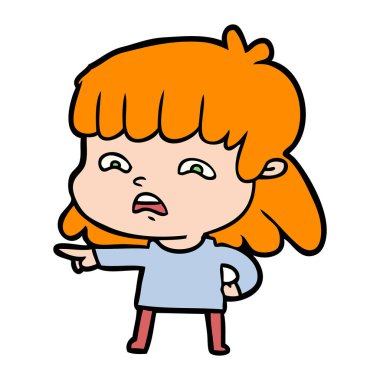 vektör çizim karikatür endişeli kadın