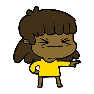 Çizgi filmdeki kadının vektör çizimi