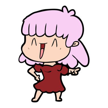 Çizgi filmdeki kadının vektör çizimi