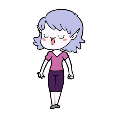 vektör çizim karikatür elf kızı