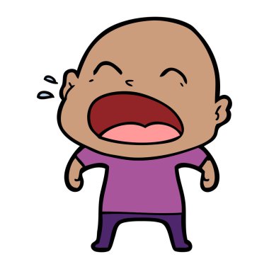 karikatür bağırarak kel adam