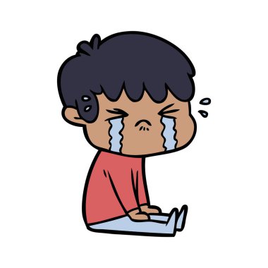 vektör çizim karikatür çocuk ağlıyor