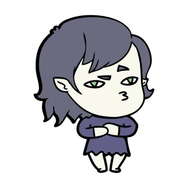 Çizgi filmdeki vampir kızın vektör çizimi