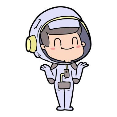 mutlu karikatür astronot adam