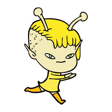 vektör çizim karikatür uzaylı kız